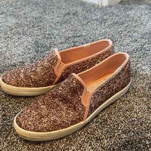 Kate Spade LEDs Rose Gold Glitter Slip-On Sneakers